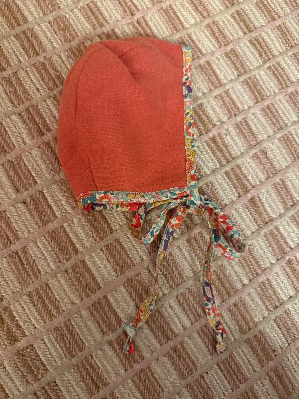 Briar Coral Baby Bonnet with Floral Trim - Kids Accessories